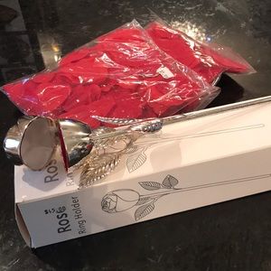 Rose ring holder with two packages of rose pedals
